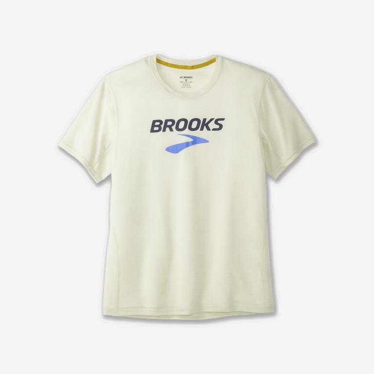 Brooks Distance Graphic - Camisetas Manga Corta Hombre - Blancas (BVNX-36907)